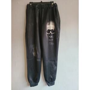 NEW large men's women's jogger pants black skull accent